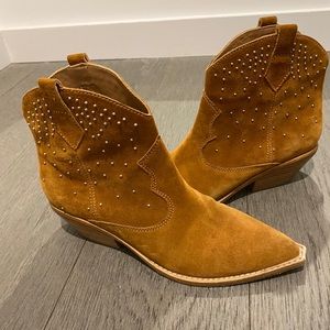 Tira Studded Suede Western Booties